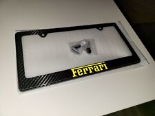 Yellow 100% Carbon Fiber Ferrari License Plate Frame Cover picture