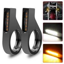 2X Front Motorcycle 39mm Fork LED Amber White DRL Turn Signal Light Indicator picture