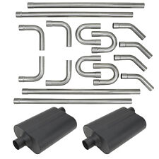 DIY Universal Hot Rod Dual Exhaust System Kit w/ Mufflers, 3 Inch picture
