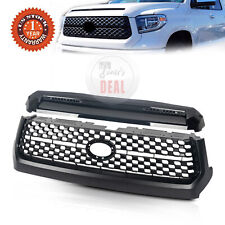 2Pcs Black Front Grill Grille&Hood Bulge Molding Set For 2014-2020 Toyota Tundra picture