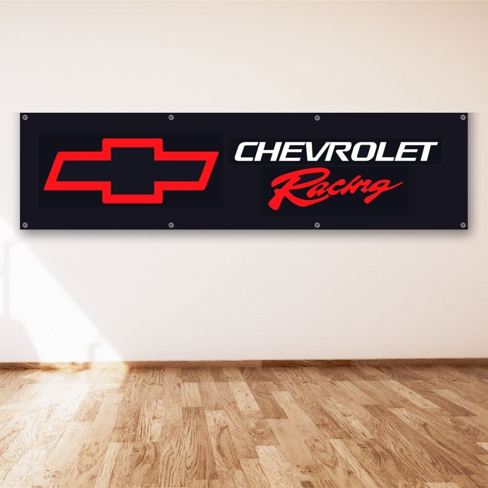 Chevrolet Racing 2x8 ft Banner Corvette Camaro Chevy Flag Car Truck Sign