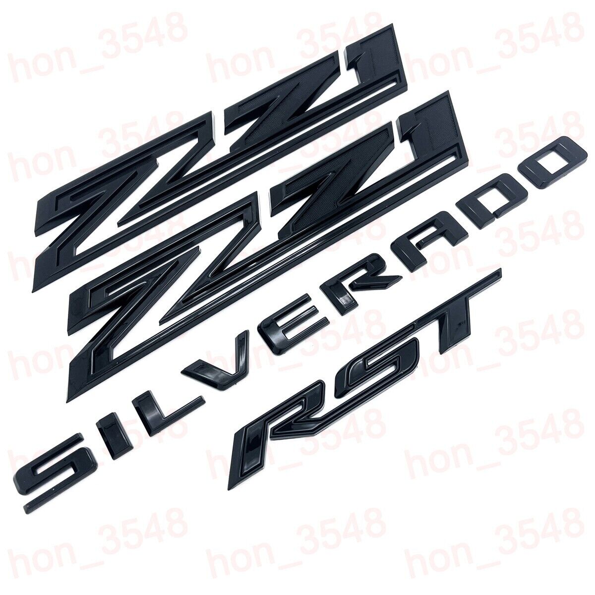 4pc 2019-2024 Chevrolet Silverado RST Z71 Emblem Nameplate Badge Kit Gloss Black
