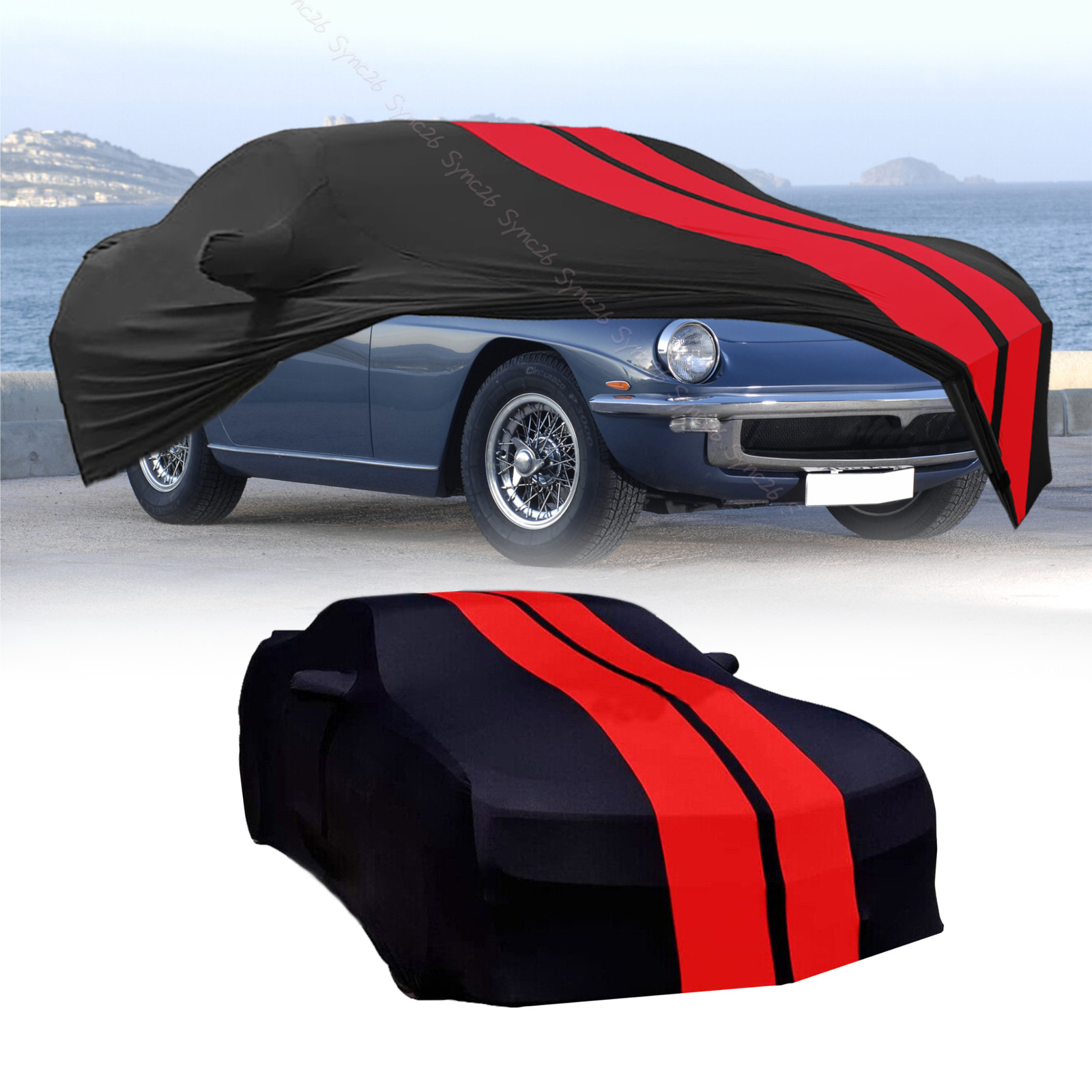 For Maserati Spyder Red/Black Full Car Cover Satin Stretch Indoor Dust Proof A+