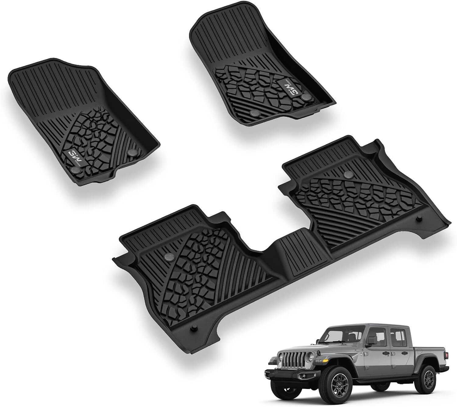 3W Floor Mat For 2020-2024 Jeep Gladiator All Weather Car Floor Liner Custom Fit