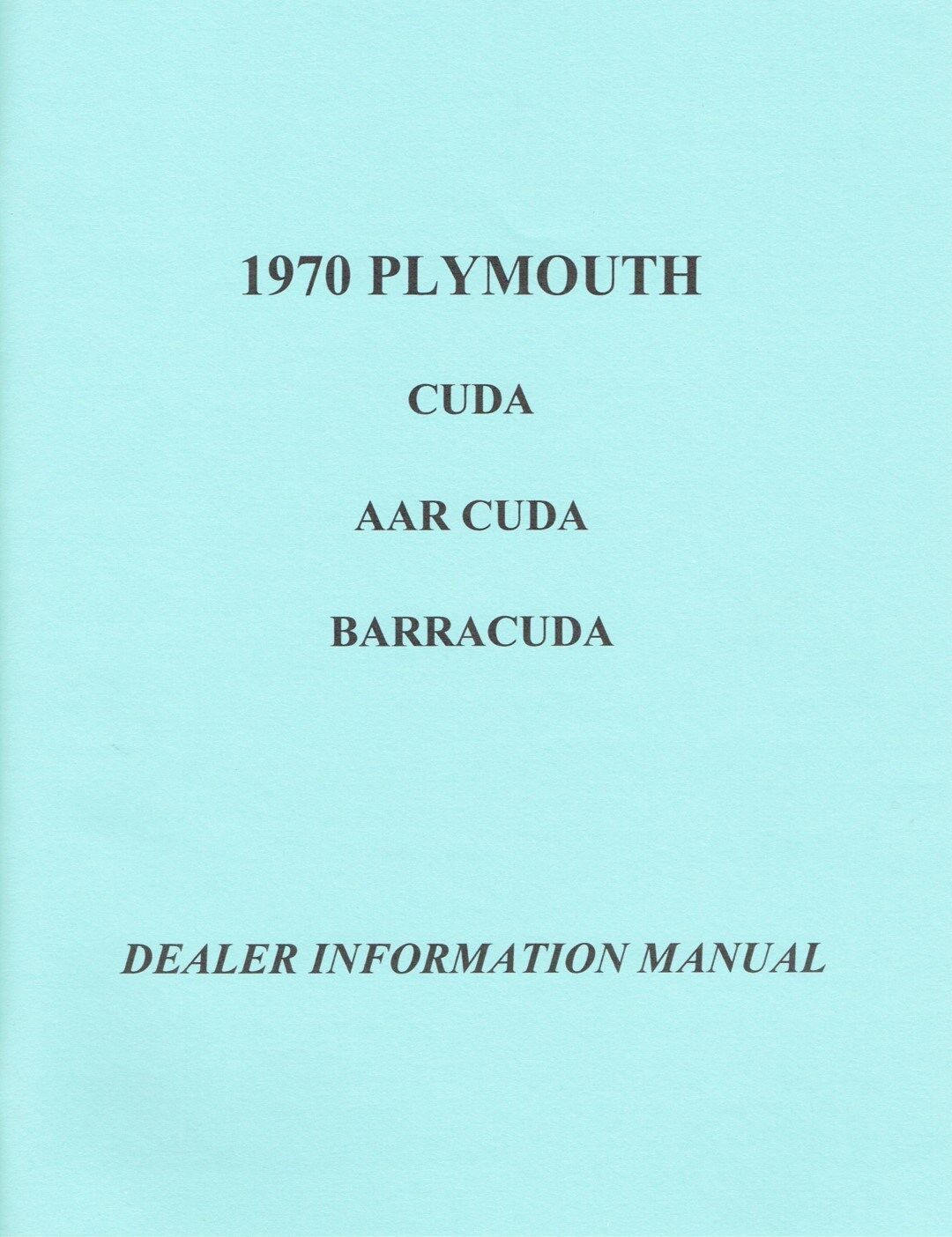 1970 Plymouth AAR Cuda Barracuda Performance Codes Dealer Options Pricing Manual