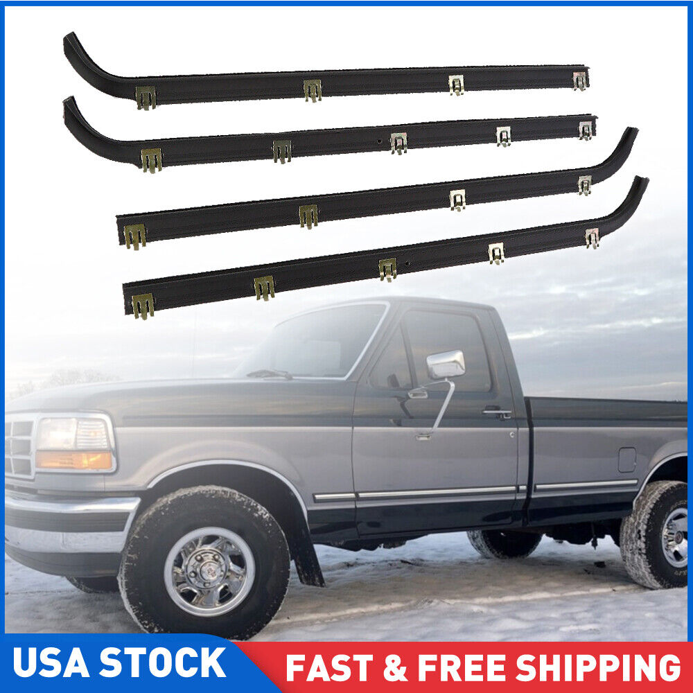 Inner & Outer Window Sweep Felts Seals Weatherstrip 4 Pc Kit Set for Ford Truck