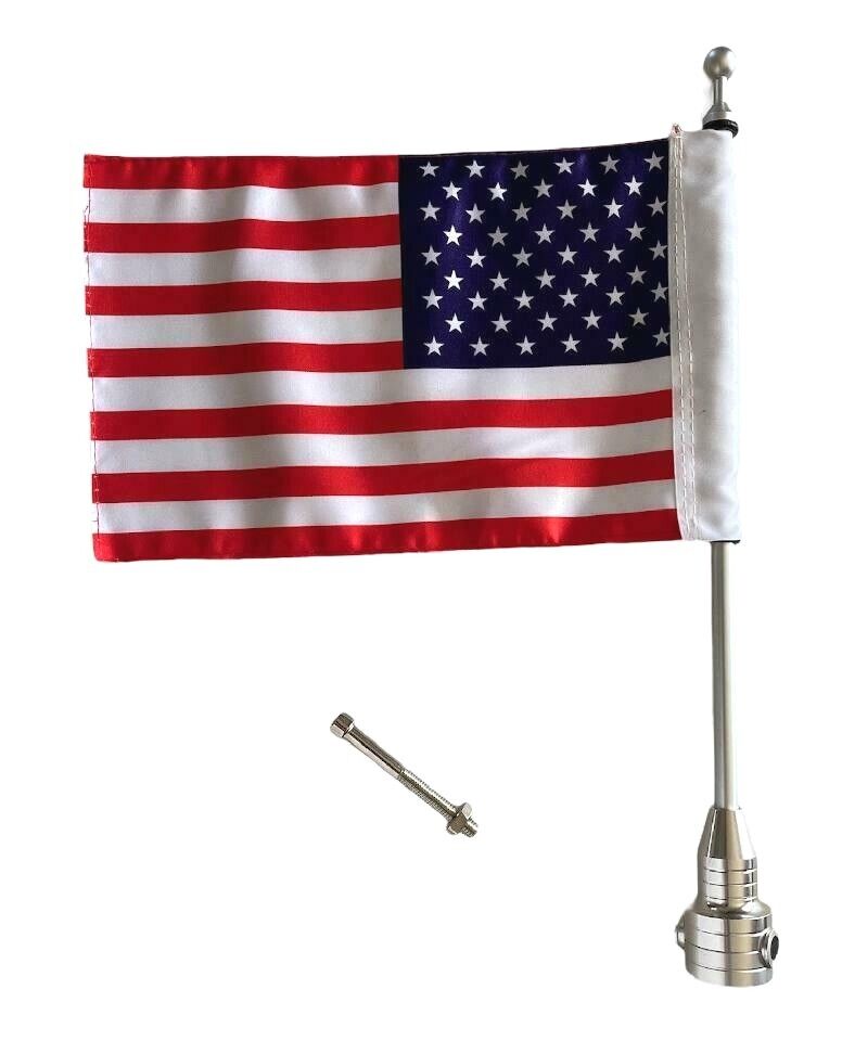 Motorcycle Flag Flagpole Mount & Deluxe American USA Flag