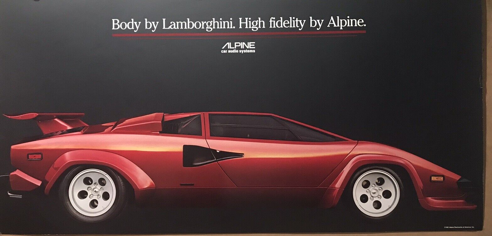 Body By Lamborghini High Fidelity By Alpine Original 1981- Rare Car Poster