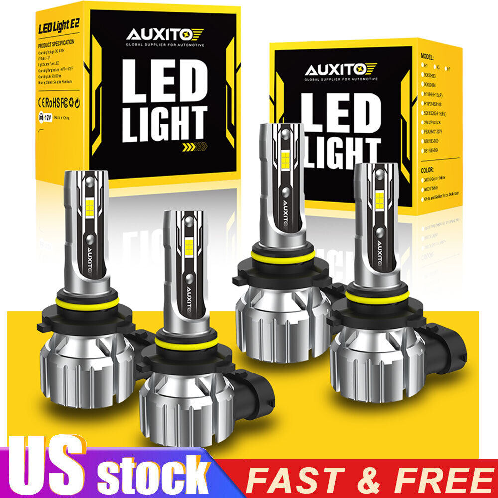 AUXITO Combo 4 9005 + 9006 LED Headlight Kit Bulbs High Low Beam White 80000LM