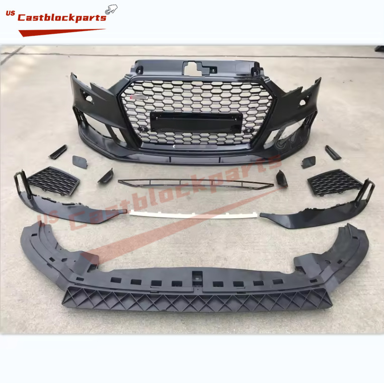 FOR 2017-2019 Audi A3 S3 UPGRADE TO RS3 QUATTRO FRONT BUMPER GRILLE BODY KIT