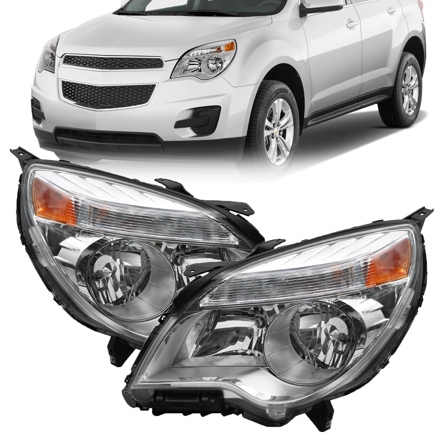 For Chevy Equinox 2010-2015 Headlights Headlamps Assembly Halogen LH&RH Set