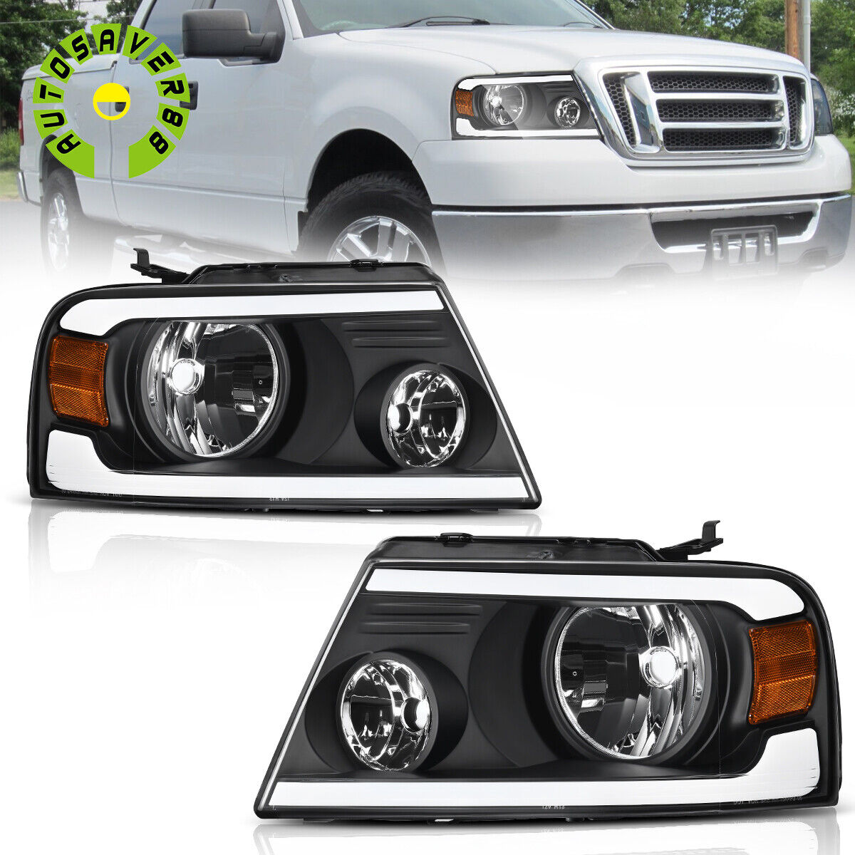 For 2004-2008 Ford F150 F-150/06-08 Lincoln Mark LT LED DRL Sequential Headlight
