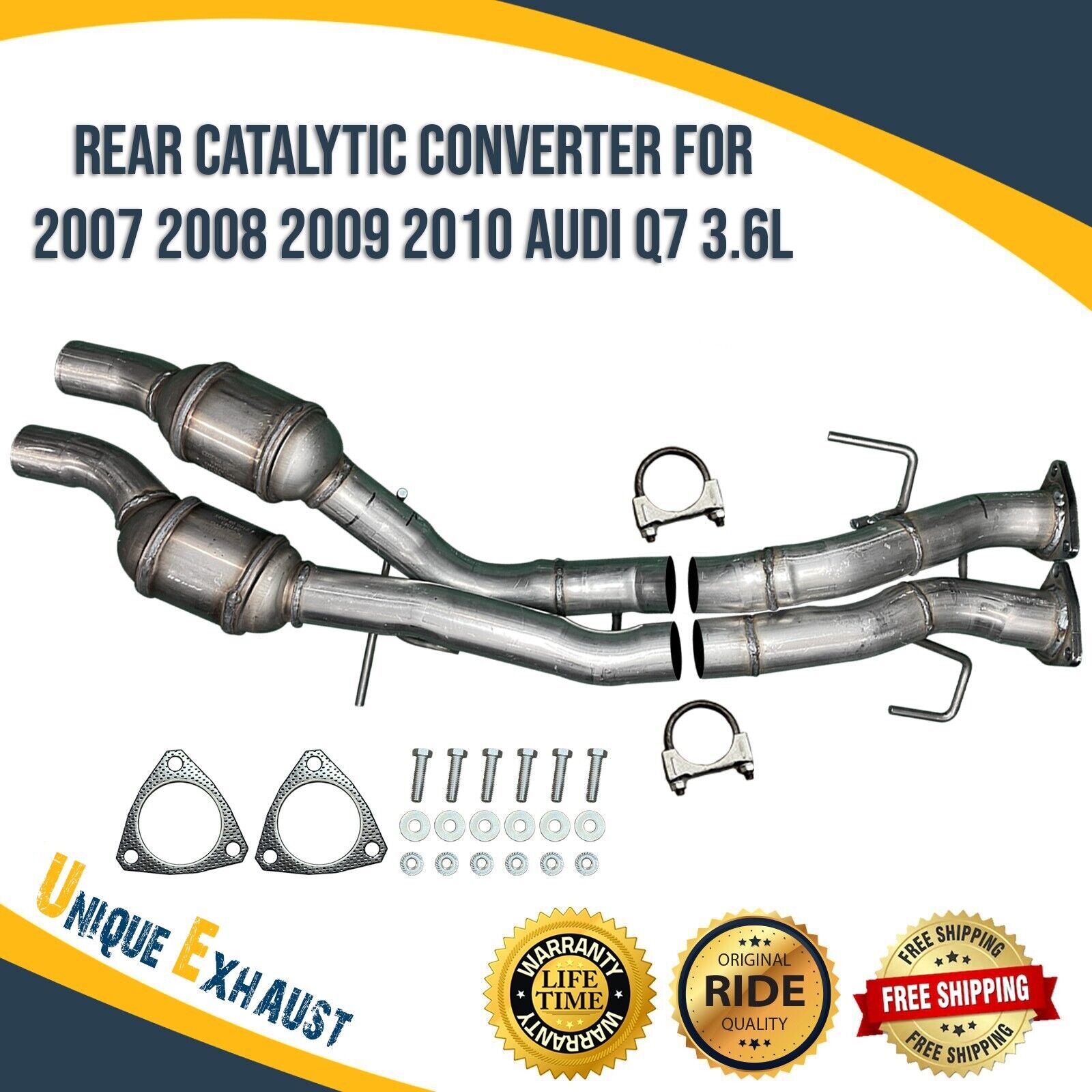 Rear Catalytic Converter for 2007 2008 2009 2010 Audi Q7 3.6L Fast Dispatch