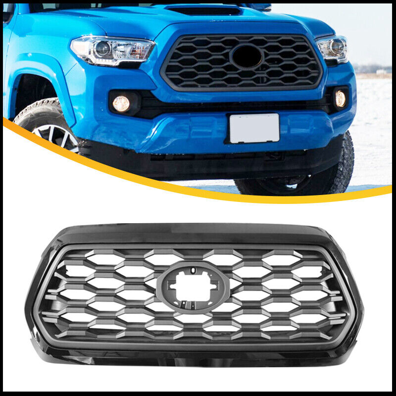 Fits 2016-2023 Toyota Tacoma TRD Front Bumper Grille W/Gloss Black Grill Insert