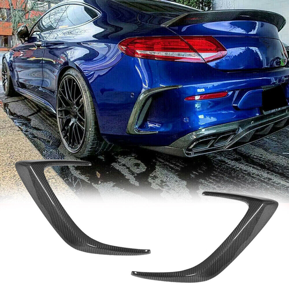 REAL CARBON Rear Bumper Splitters Fins For Benz W205 C205 C63 AMG Coupe 2015UP