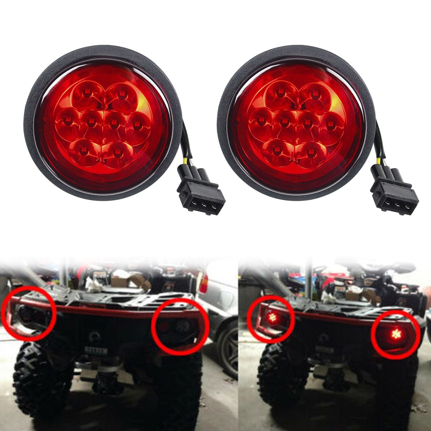 2pc Red LED Tail Lights Rear Lamps Compatible with Can-Am Outlander 2012-2021