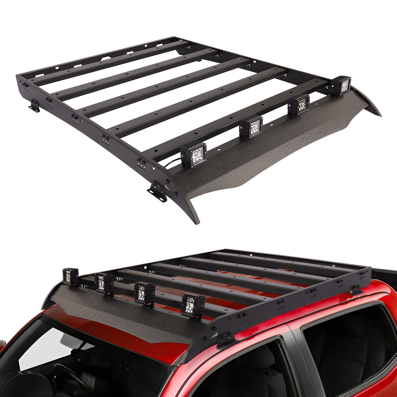 Black Roof Rack Cargo Luggage Carrier For Toyota Tacoma 2005-2023 Double Cab