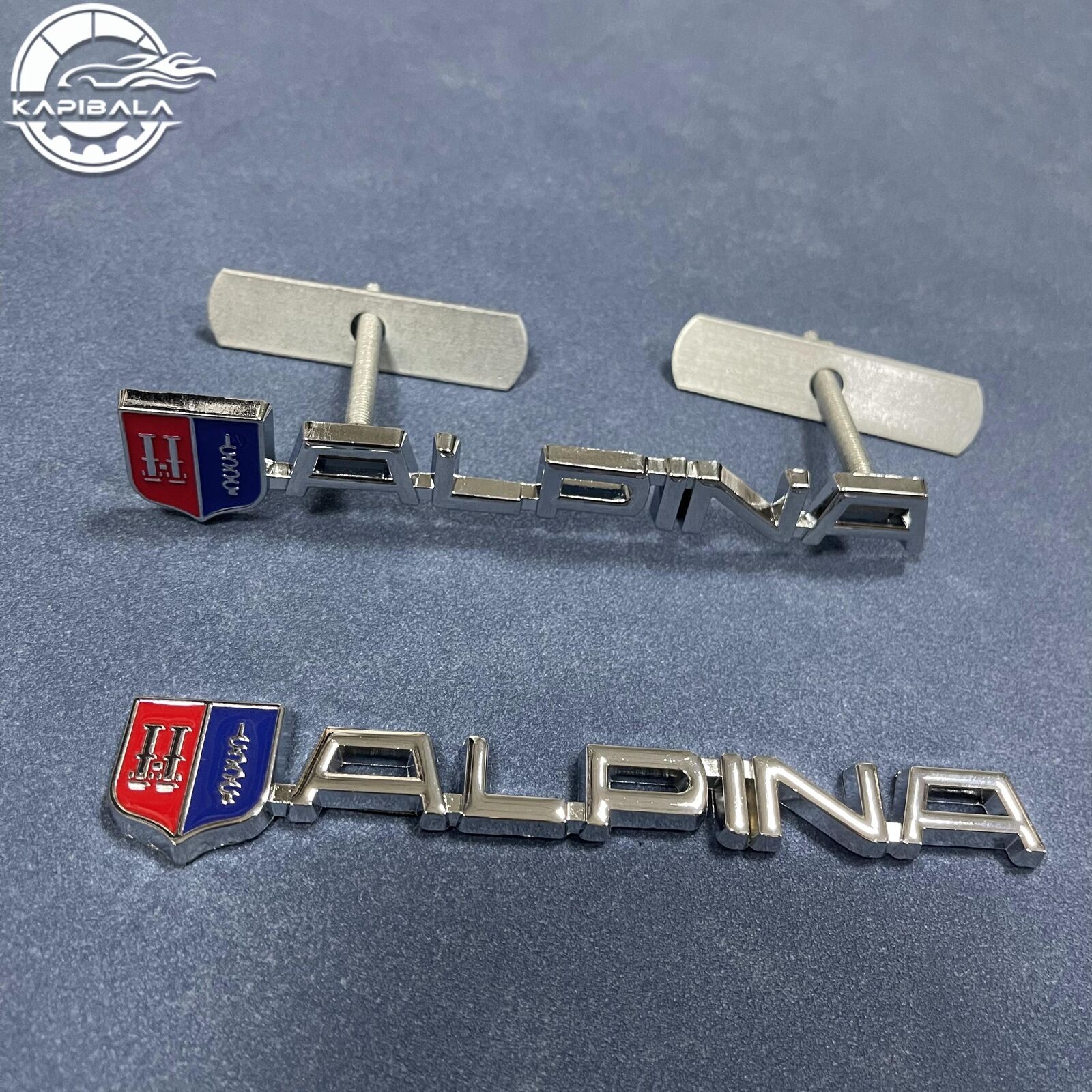 Chrome 2x Car Front Grille Emblem + Tail Rear Badge Sticker For ALPINA B3 B5 B7