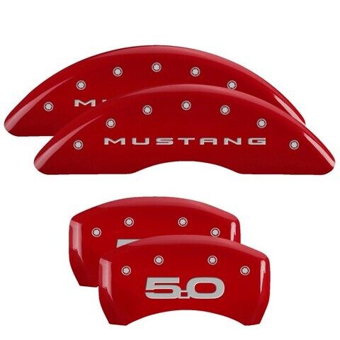 MGP Caliper Covers Set of 4 Red finish Silver Mustang / 5.0 (2015)