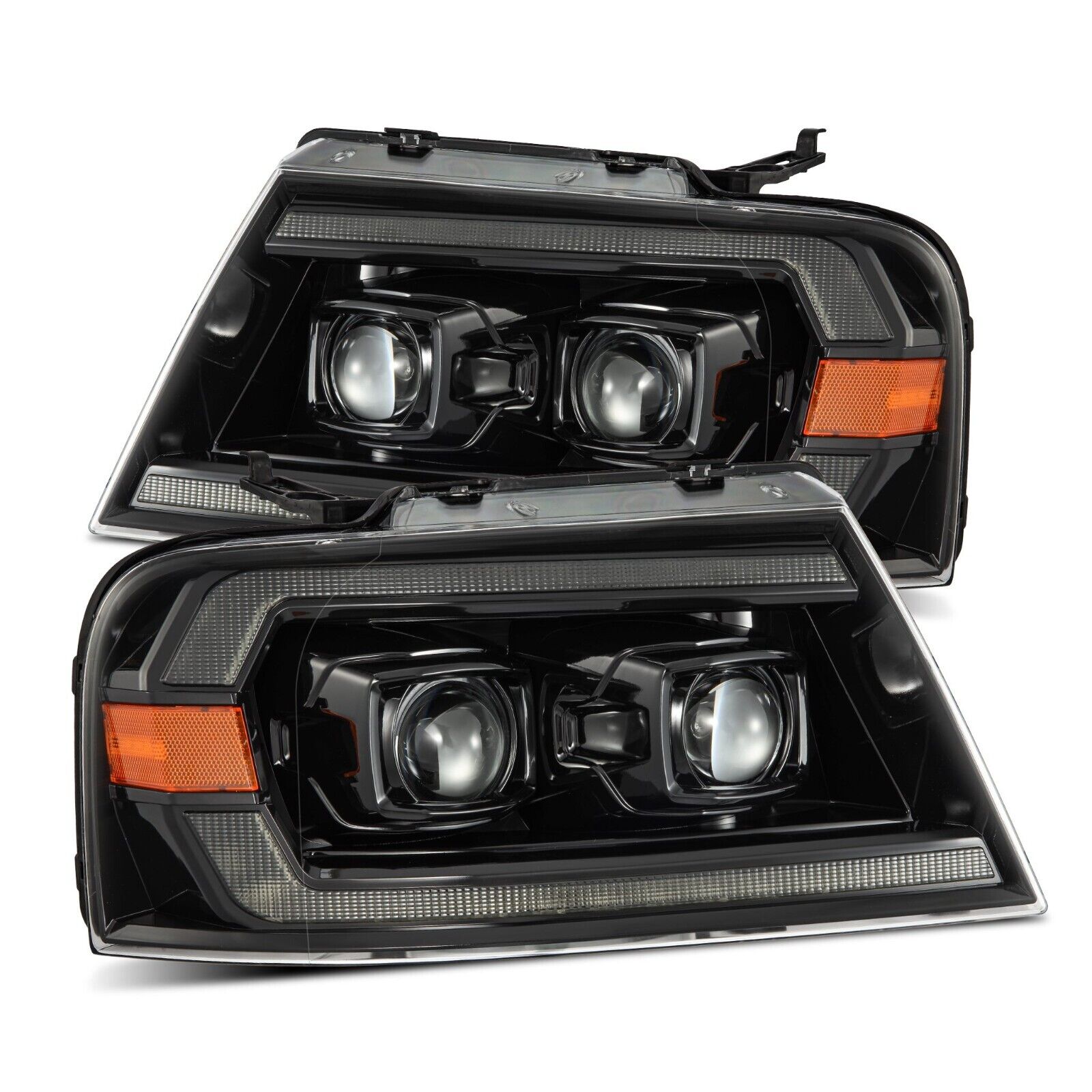 For 04-08 Ford F150 Mark LT Alpha Black Projector Headlight Lamp Alpharex PRO