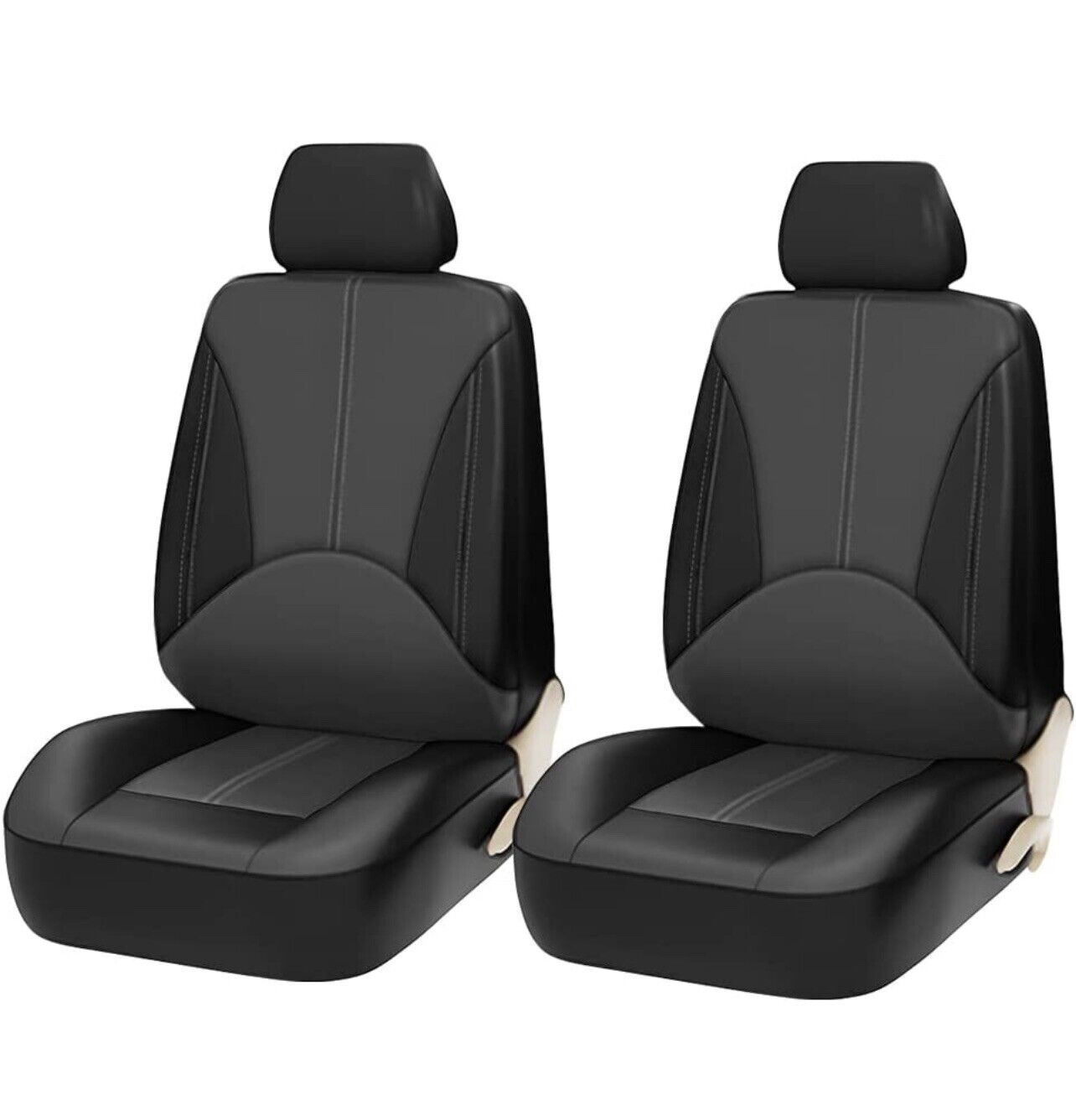 Gray Universal Breathable PU Leather Car Seat Cover Front Seat Cover 1 pair