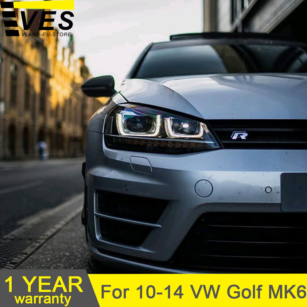VLAND 2xLED Headlights For 2010-2014 VOLKSWAGEN Golf MK6 w/Sequential Signals