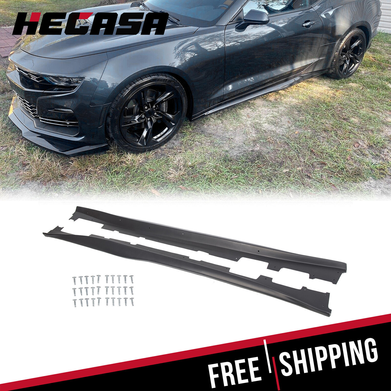 For Chevy Camaro RS & SS 2016-2020 ZL1 Style Black Side Skirts Panel Extension