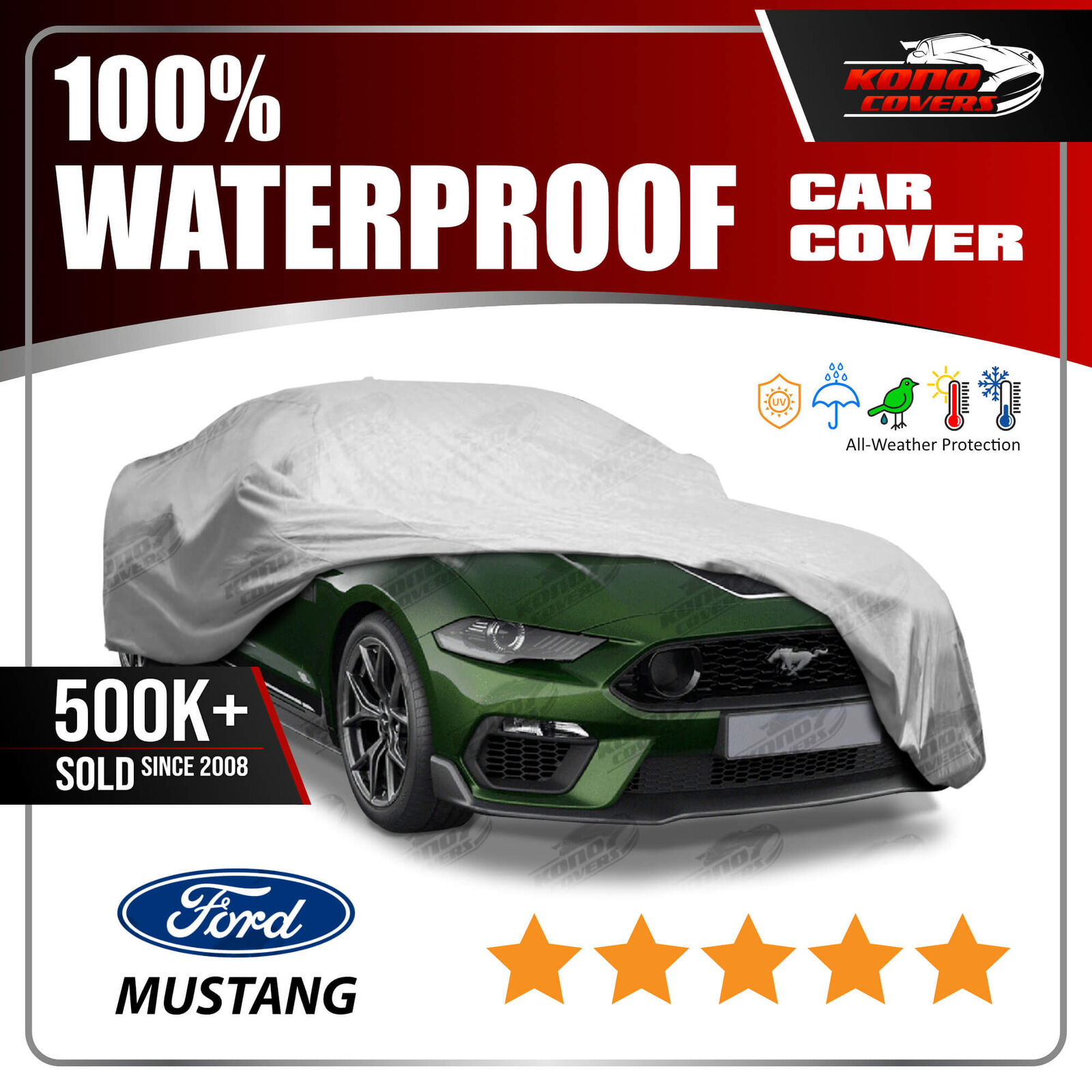 FORD MUSTANG [OUTDOOR] CAR COVER ☑️ 100% Waterproof ☑️ All-Weather ✔CUSTOM✔FIT