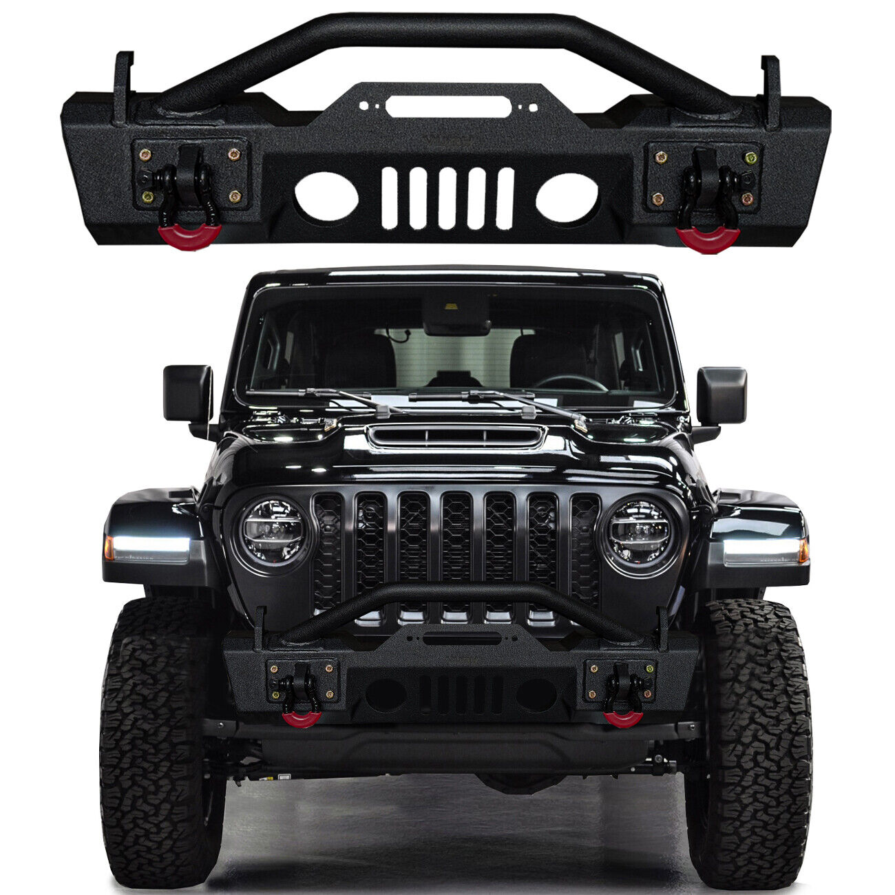 Vijay For 2018-2024 Jeep Wrangler JL Front or Rear Bumper w/Winch Plate & Lights