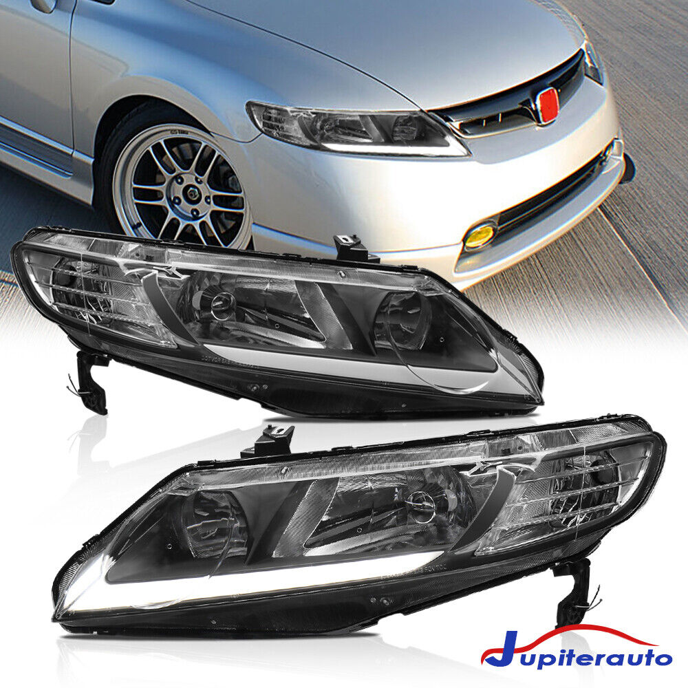 Pair LED DRL Headlights Lamps For 06-11 Honda Civic FA Sedan 4DR LH+RH