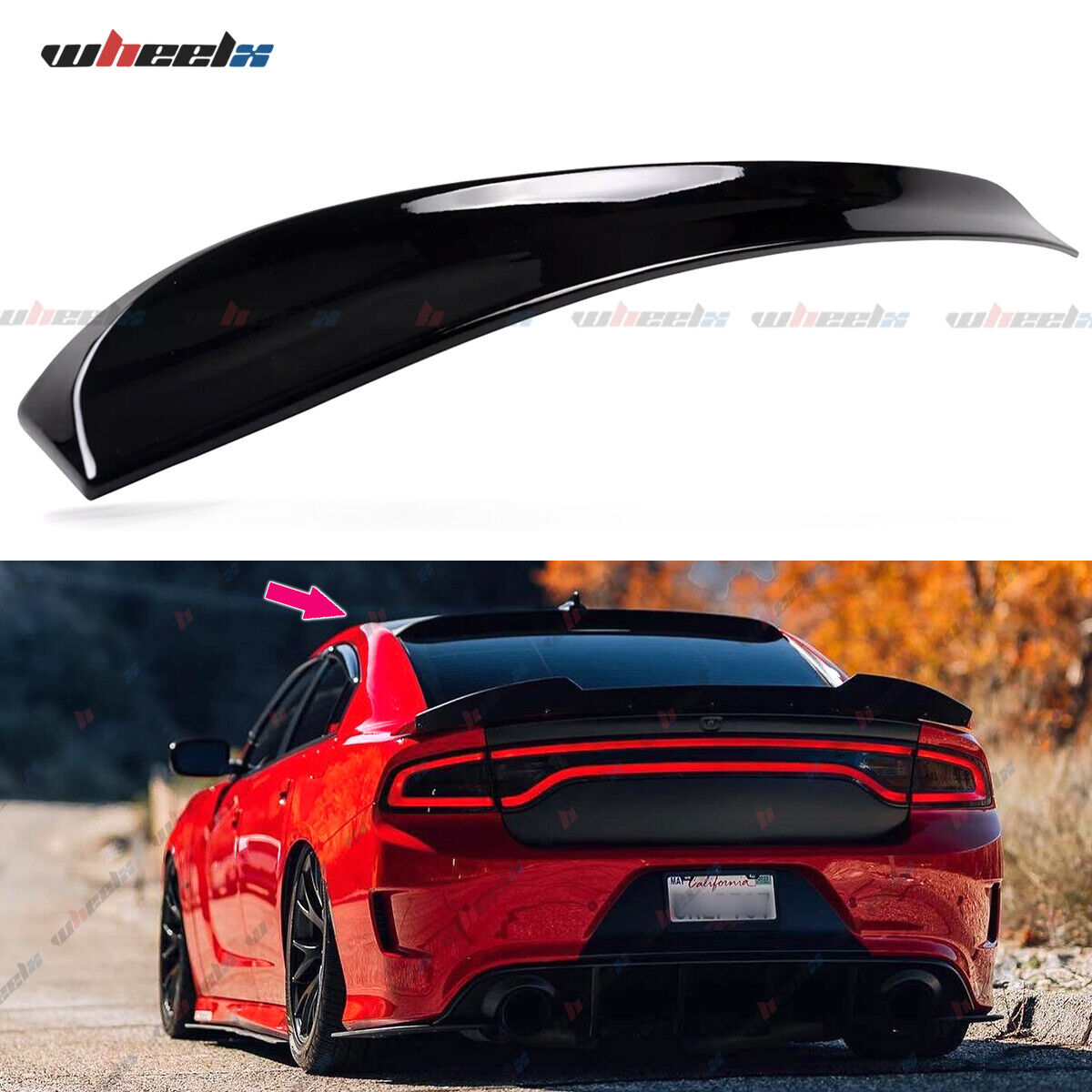 FITS 2015-2024 DODGE CHARGER GLOSS BLACK DUCKBILL STYLE REAR WINDOW ROOF SPOILER