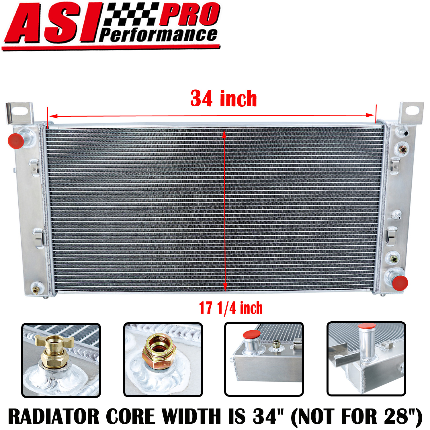 ASI 3ROW Aluminum Radiator For 1999-2014 Chevy Silverado 1500 2500 HD 4.3L-6.0L