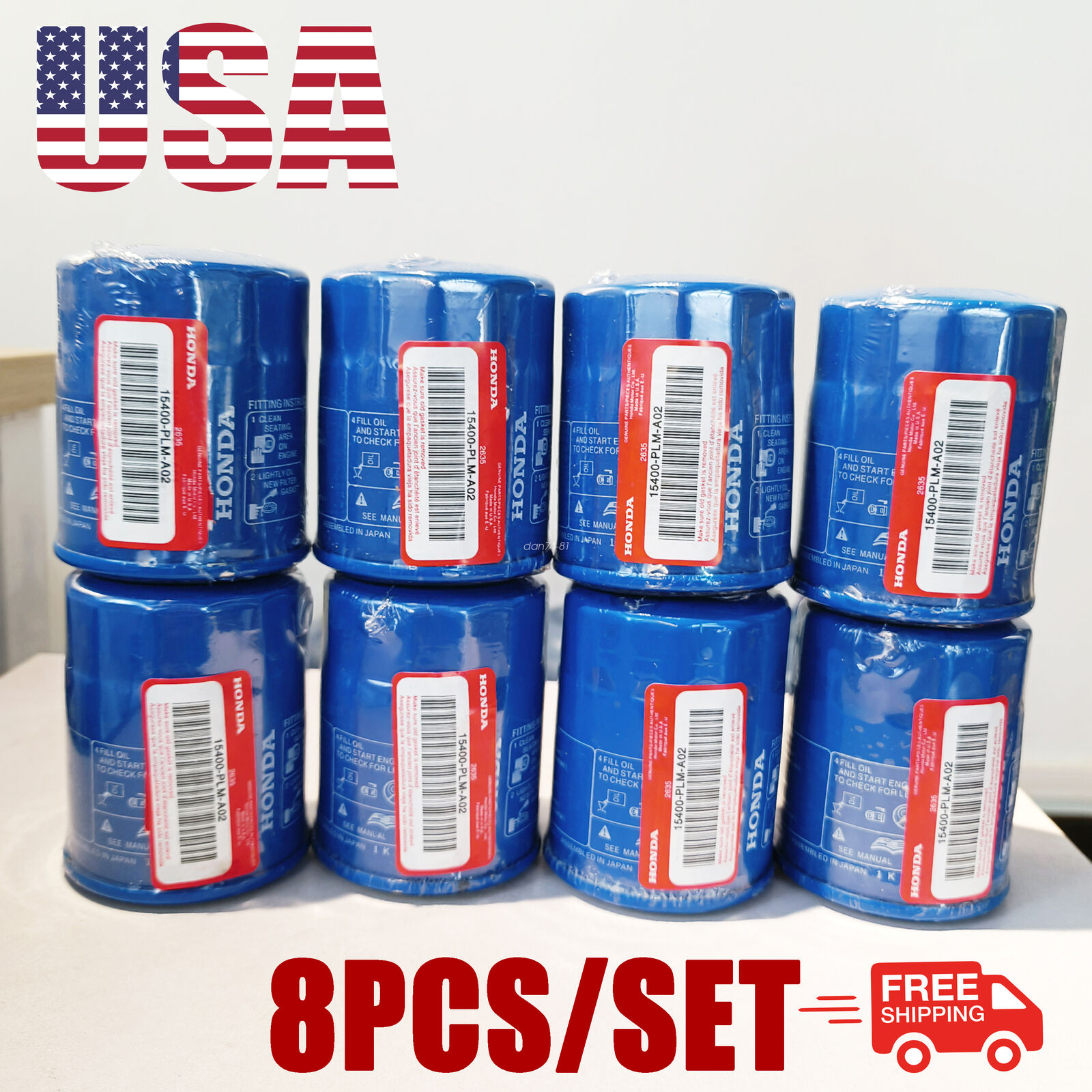 8Pcs Genuine Oil Filters 15400-PLM-A02 NEW For Honda Acura TLX RDX Civic 93-24