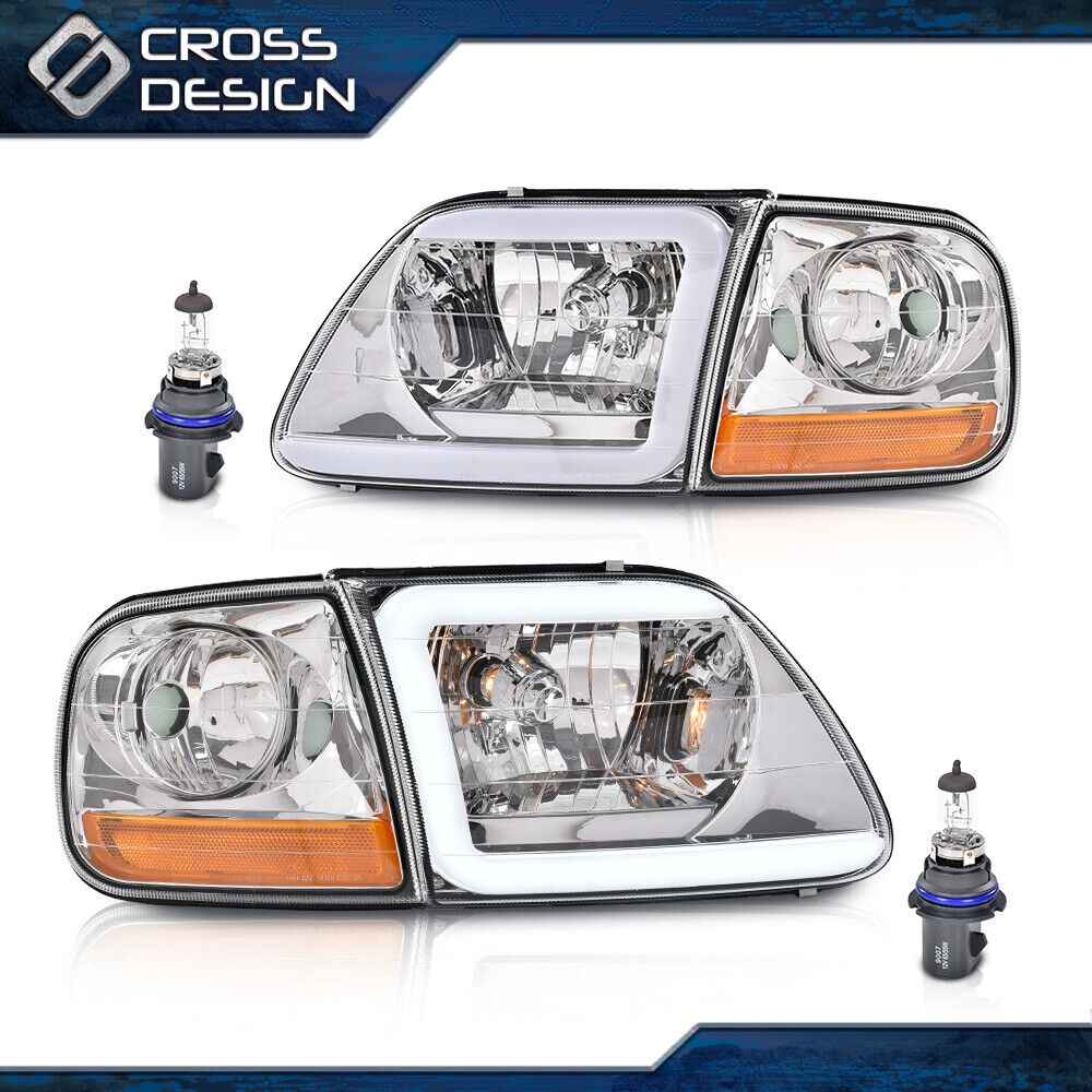 Clear LED Tube Headlights & Corner Parking Lights Fit For 97-04 F150 Expedition