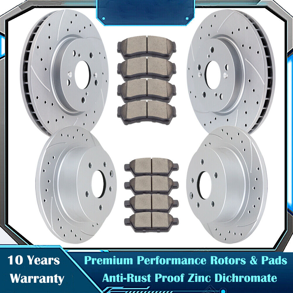 Front Rear Drilled Rotors Brake Ceramic Pads Discs for MKZ Mazda 6 Ford Fusion