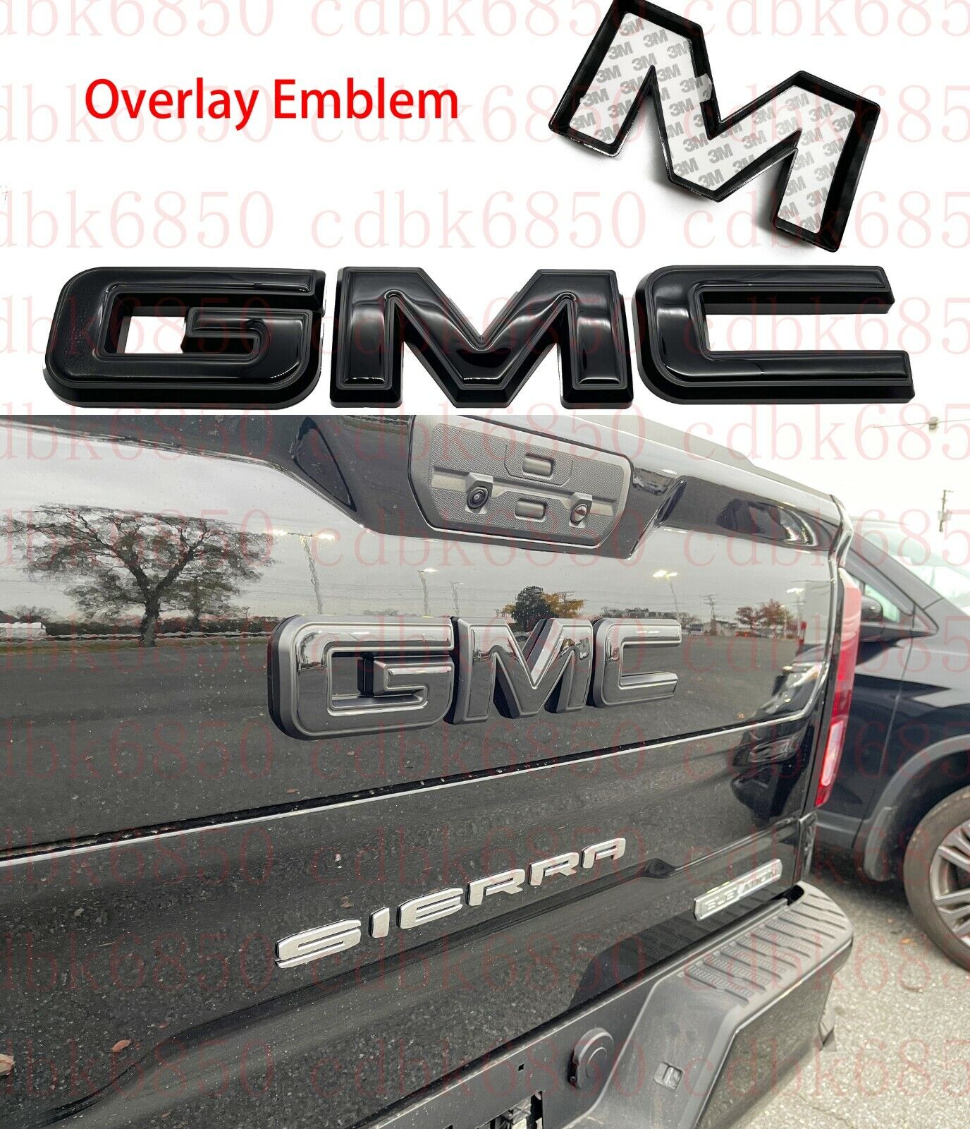 Rear Gloss Black Emblem Overlay 2019-2024 GMC Sierra 1500 2500HD 3500HD