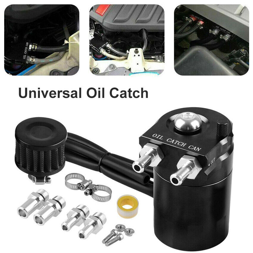 Universal Oil Catch Can Kit Reservoir Baffled Tank with Breather Filter Aluminum