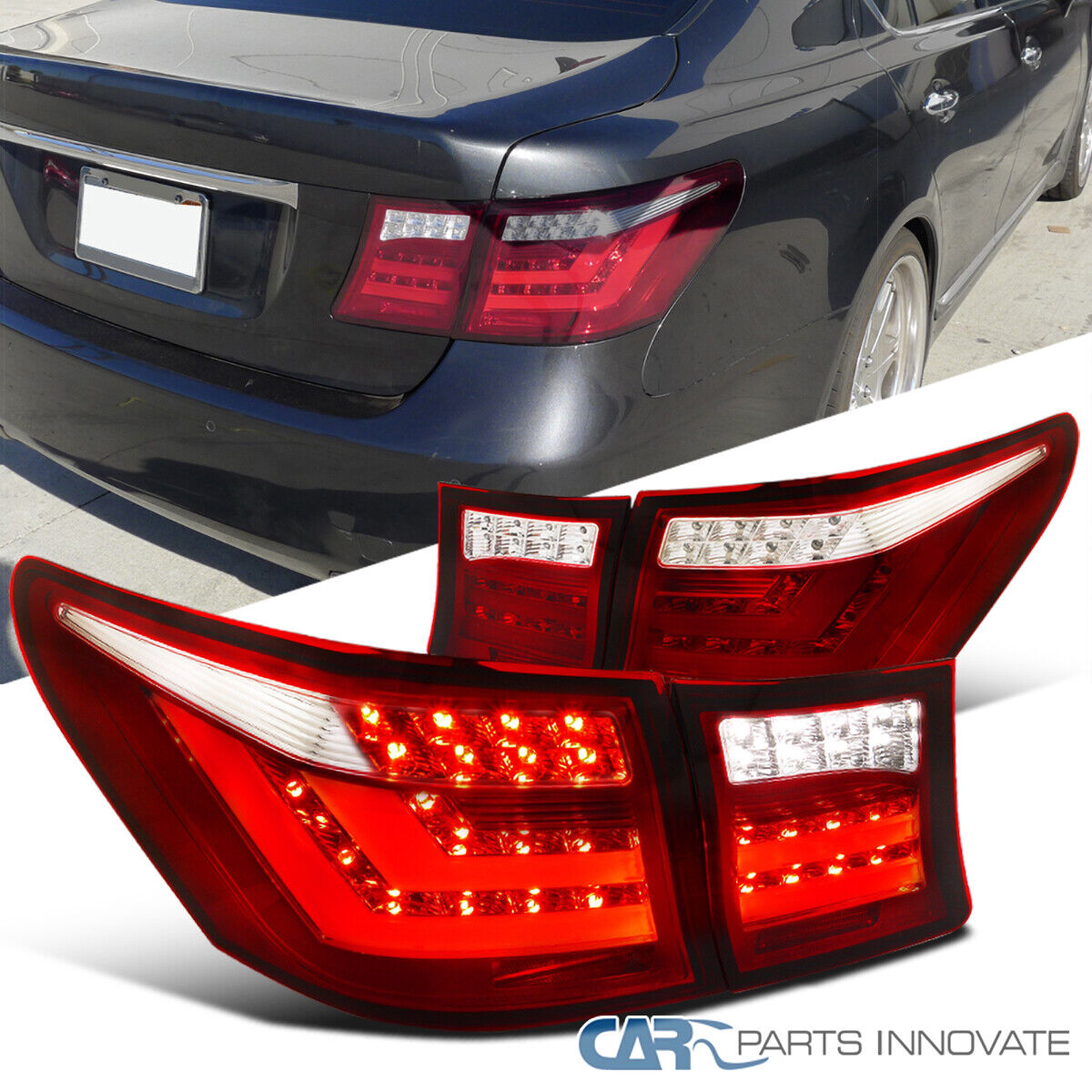 [Full LED Taillights] Fits 07-09 Lexus LS460 Tail Lights+Brake Lamps (Red/Clear)