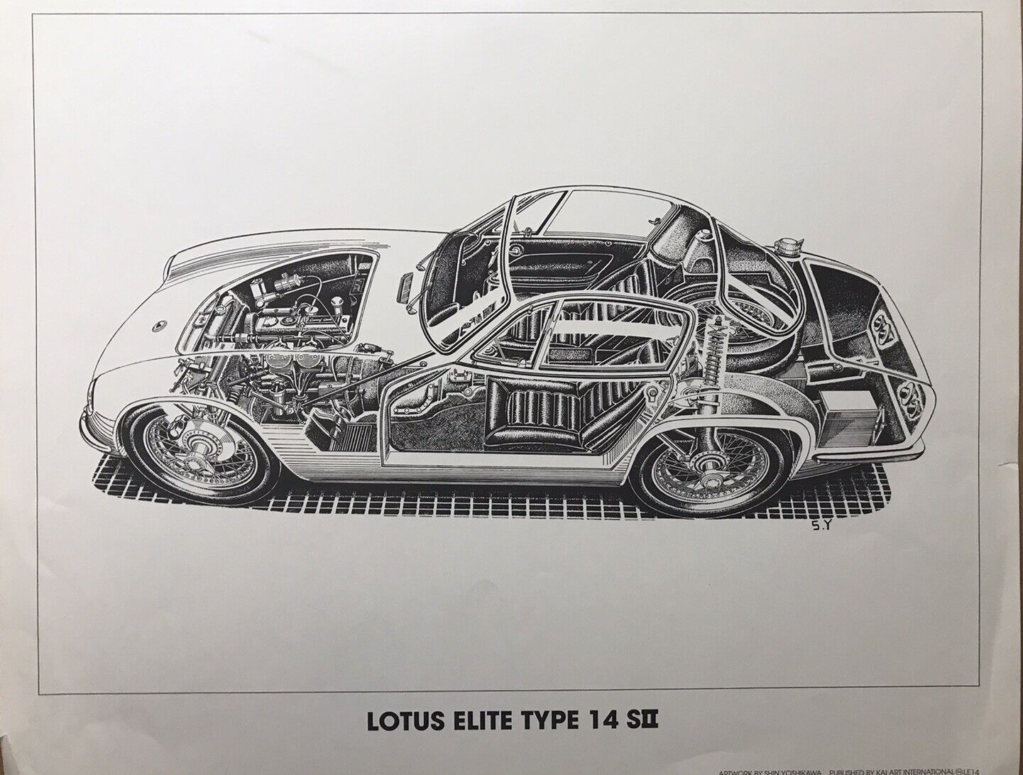 Lotus Elite Type 14 SII Cutaway - S.Yoshikawa Rare Stunning Car Poster Own It