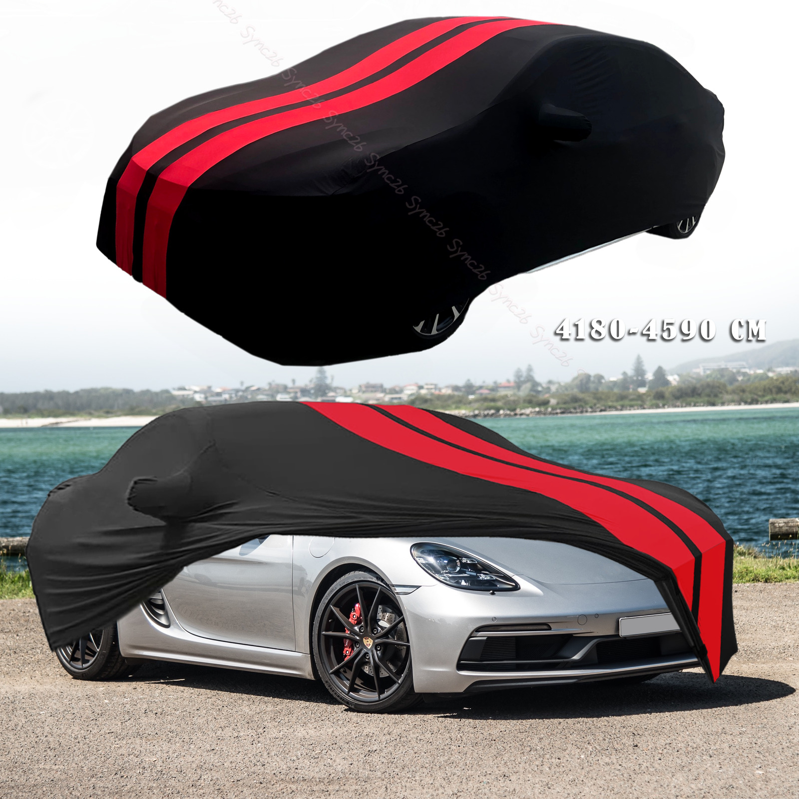 Red/Black Indoor Car Cover Stain Stretch Dustproof For Porsche Boxster S