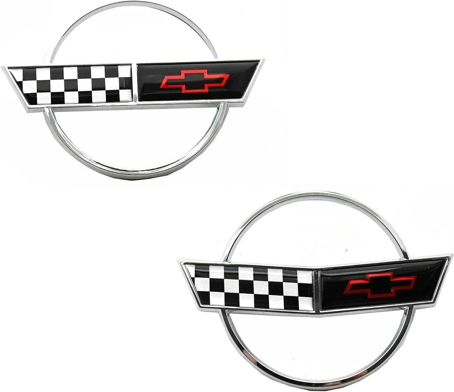 2pcs Chrome for 84-96 C4 Corvette Front Nose Badge + Rear Cross Flag Emblem