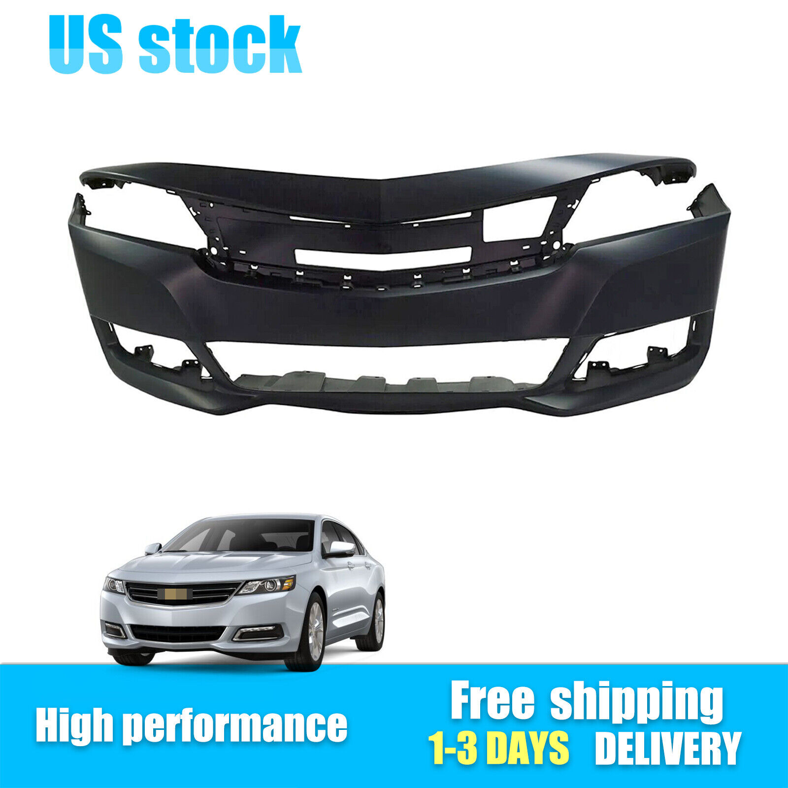 Front Bumper Cover Plastic Black Fits 2014-2020 Chevrolet Impala LT 2.5L 3.6L