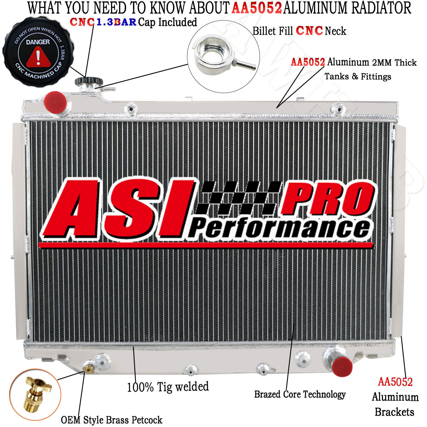 ASI 3 Row Radiator Fits Landcruiser HDJ80 HZJ80 1HZ/1HD 4.2L Diesel AT 1990-1998