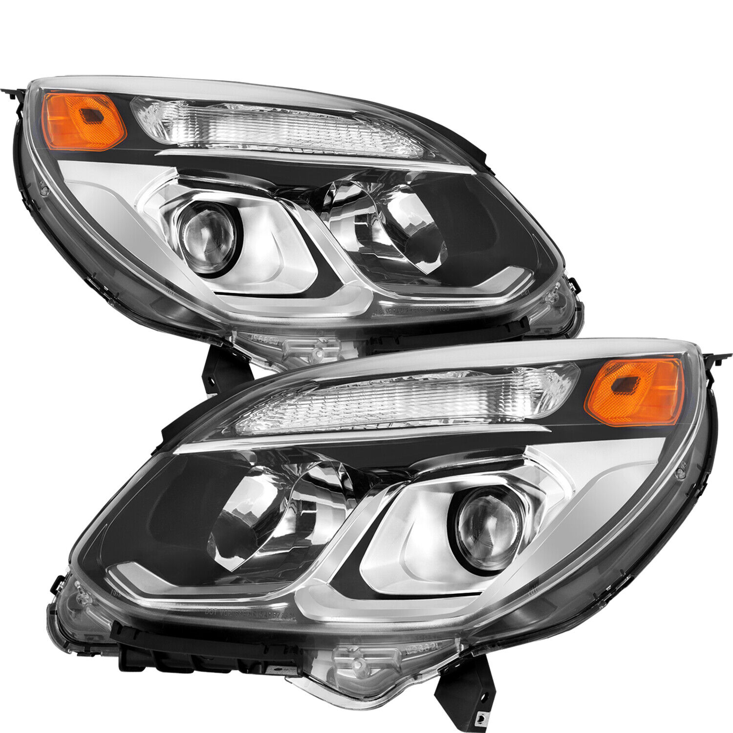Fit 2016 2017 Chevy Equinox Factory Halogen Chrome Headlight Headlamp Pair LH&RH
