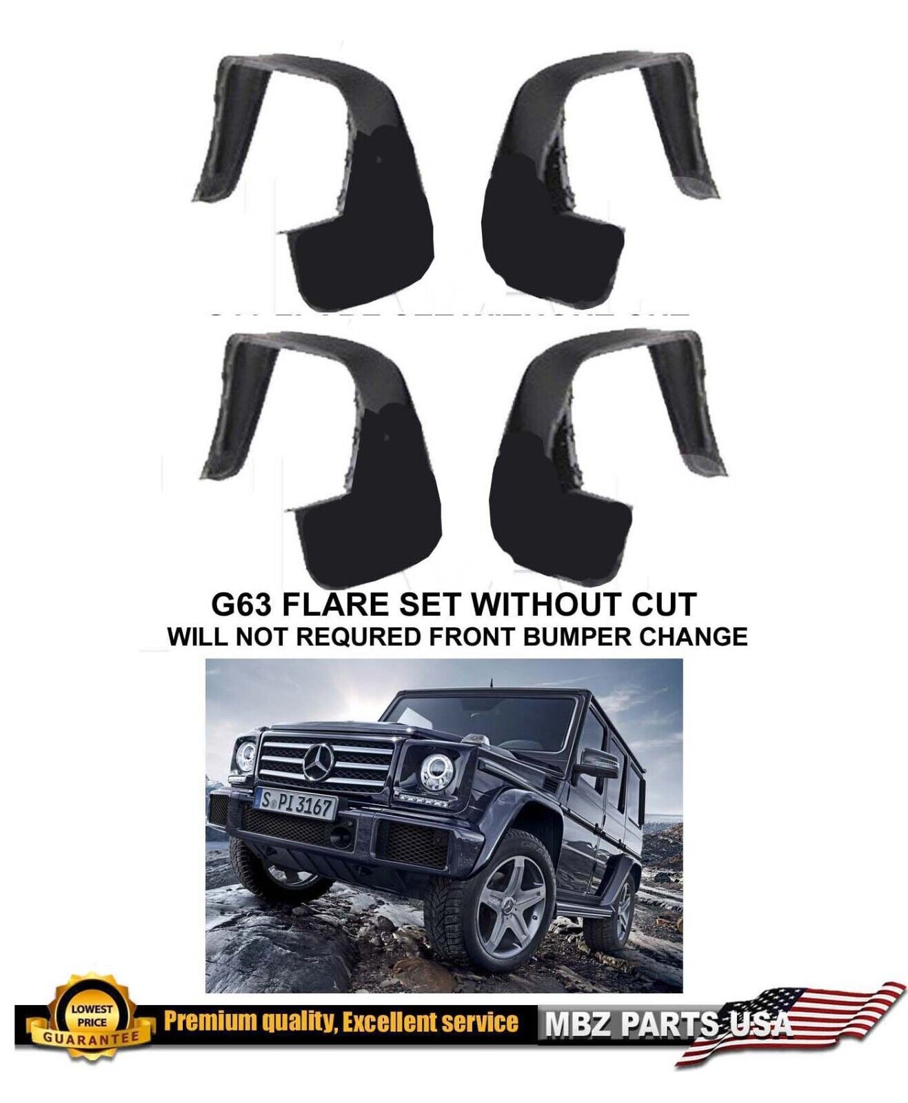 G55 G500 AMG fender flares WITHOUT CUT G-Wagon 2 Front Left + R front Right