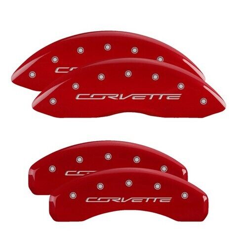 MGP Caliper Covers Set of 4 Red finish Silver Corvette (C7)