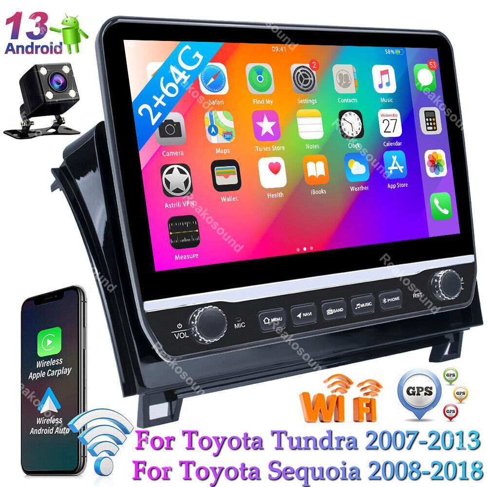 10.1'' Android 13 For Toyota Tundra 07-13 Sequoia 08-18 Car Stereo Radio CarPlay