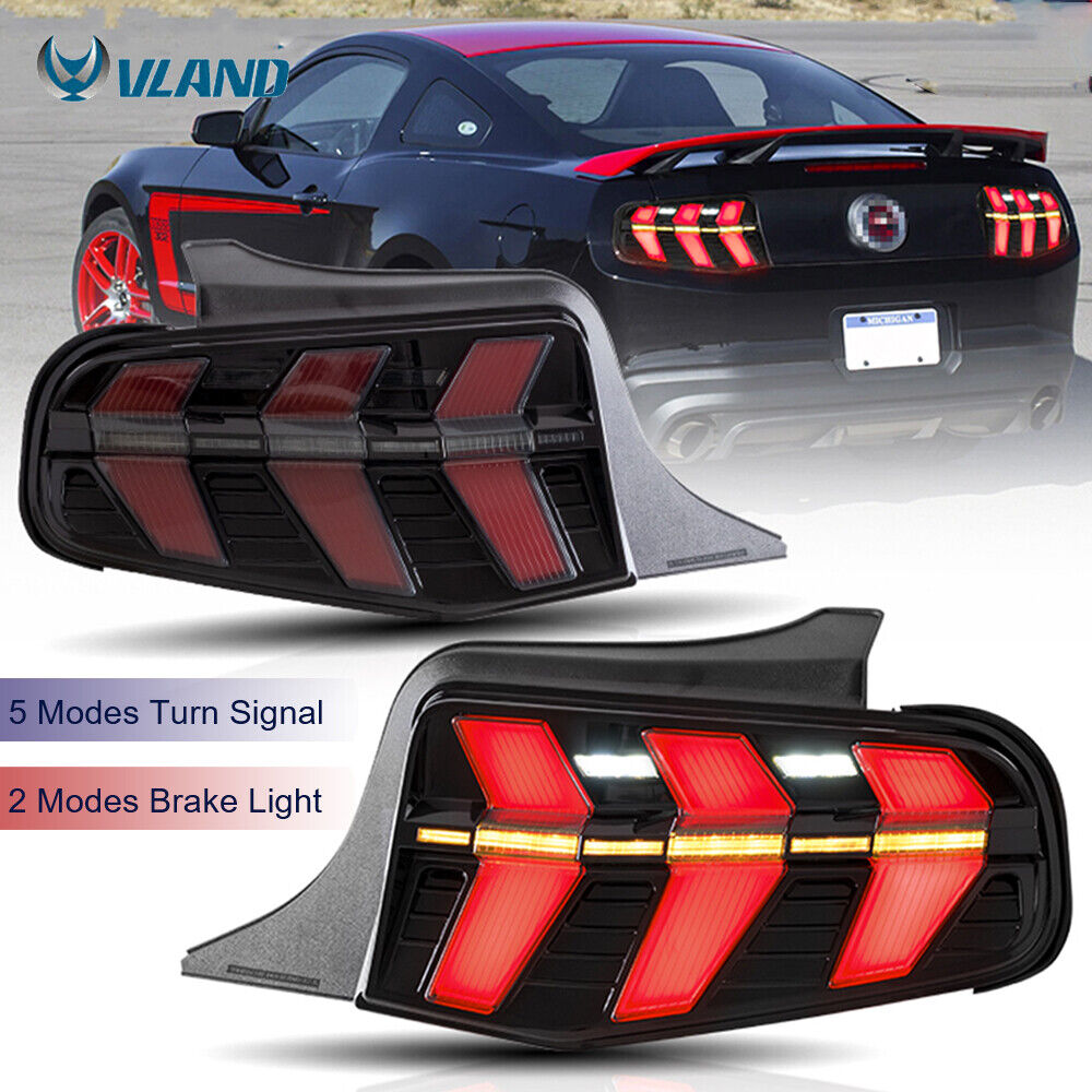 VLAND 7-Modes LED Tail Lights Sequential Amber Signal For 2010-2012 Ford Mustang