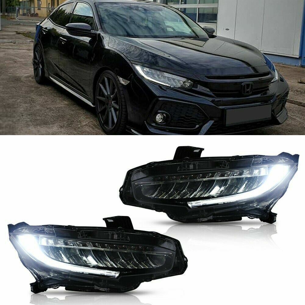 VLAND Pair LED Headlights For 2016-2021 Honda Civic With Sequential Turn Signal