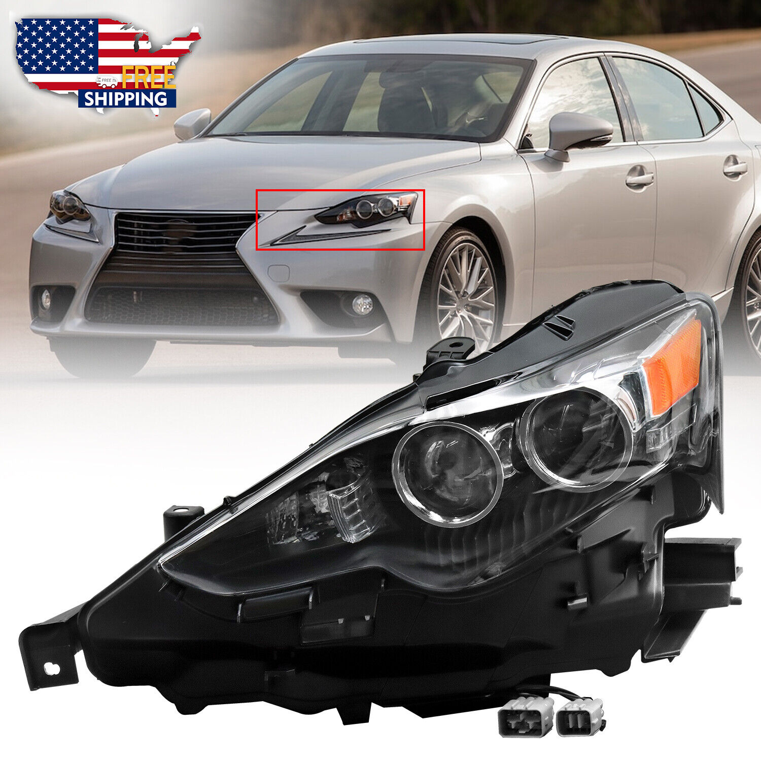 For 2014-2016 Lexus IS250 IS200T IS300 IS350 LED Headlight Driver Side Lamps
